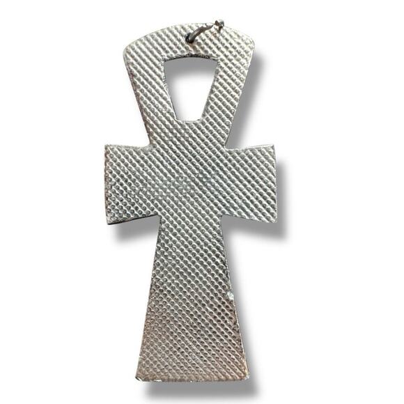 Egyptian Ankh Scarab Pendant Large Cross Silver Plated - Picture 2 of 5